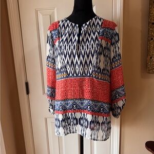 Olive Hill Multicolor Patterned Women's Top size Large NWT